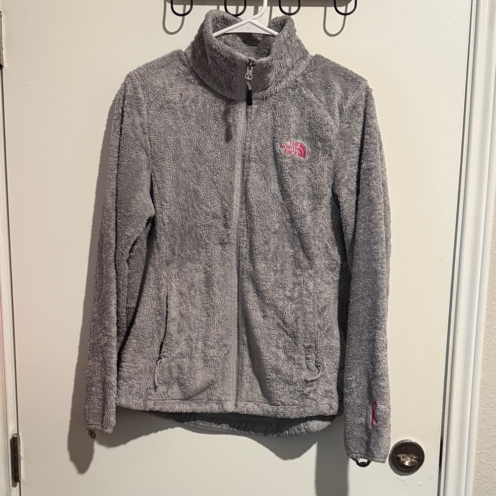 The North Face Heather Gray Fleece Jacket - Breast cancer